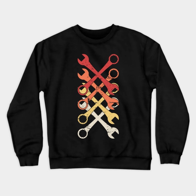 Retro Vintage Wrench Design Crewneck Sweatshirt by MeatMan